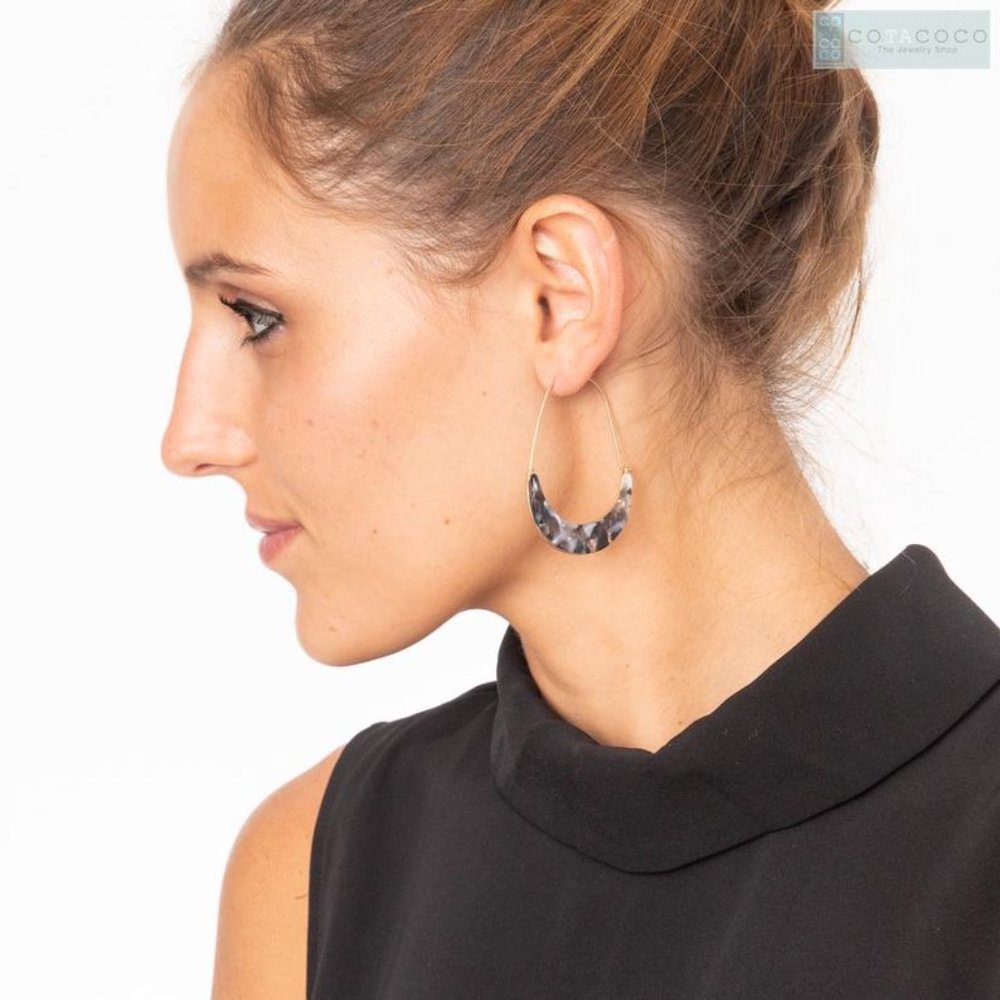 Anthro Leopard Acetate Gold Crescent Hoop Earrings - Picture 10 of 10